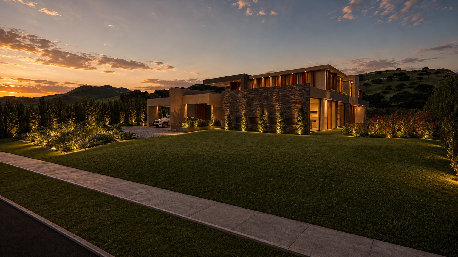 Arquitectura residencial e iluminación exterior